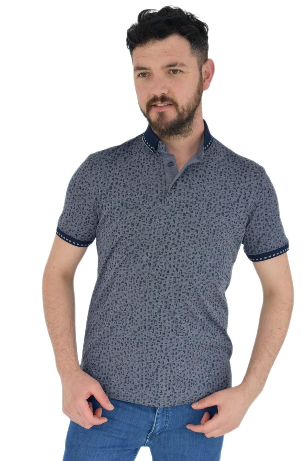 Erkek Polo Yaka Tişört R4230 BGL-ST02780 LACİVERT - L