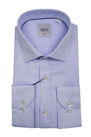 Erkek Slim Fit Desenli Gömlek 2046 002046 LİLA - S