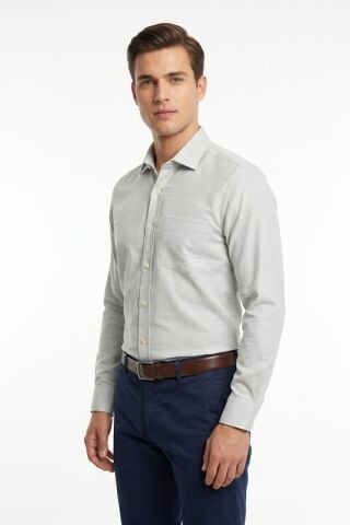 Erkek Büyük Beden Klasik Tek Cepli Uzun Kol Gömlek 4049 BGL-ST05527 YEŞİL - 6XL
