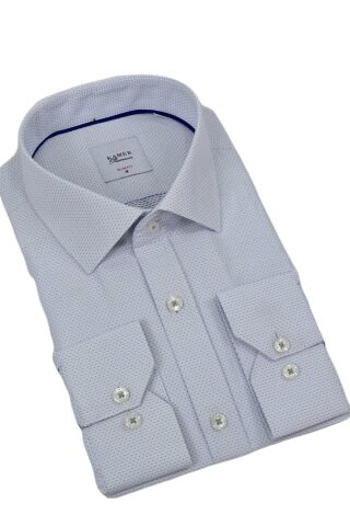 Erkek Puantiyeli Slim Fitt Uzun Kol Gömlek 2402 BGL-ST04385 GRİ - S