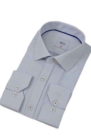 Erkek Puantiyeli Slim Fitt Uzun Kol Gömlek 2402 BGL-ST04385 GRİ - S