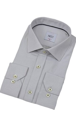 Erkek Puantiyeli Slim Fitt Uzun Kol Gömlek 2402 BGL-ST04385 GRİ - S