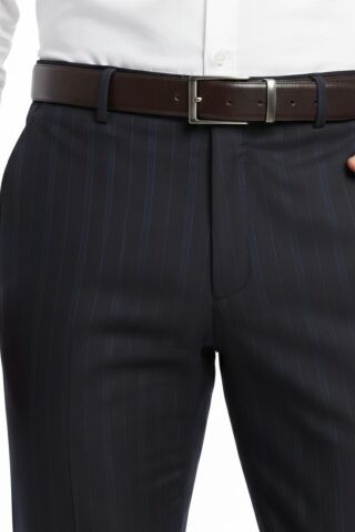 Erkek Regular Fit Çizgili  Kumaş Pantolon Likra Kumaş BGL-ST05037 SİYAH - 46