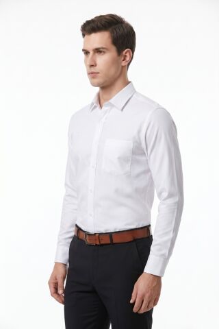 Erkek Büyük Beden Klasik Tek Cepli Uzun Kol Gömlek 3401 BGL-ST05530 BEYAZ - 6XL