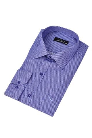 Erkek Çizgili Klasik Tek Cepli Uzun Kol Gömlek BGL-ST04553