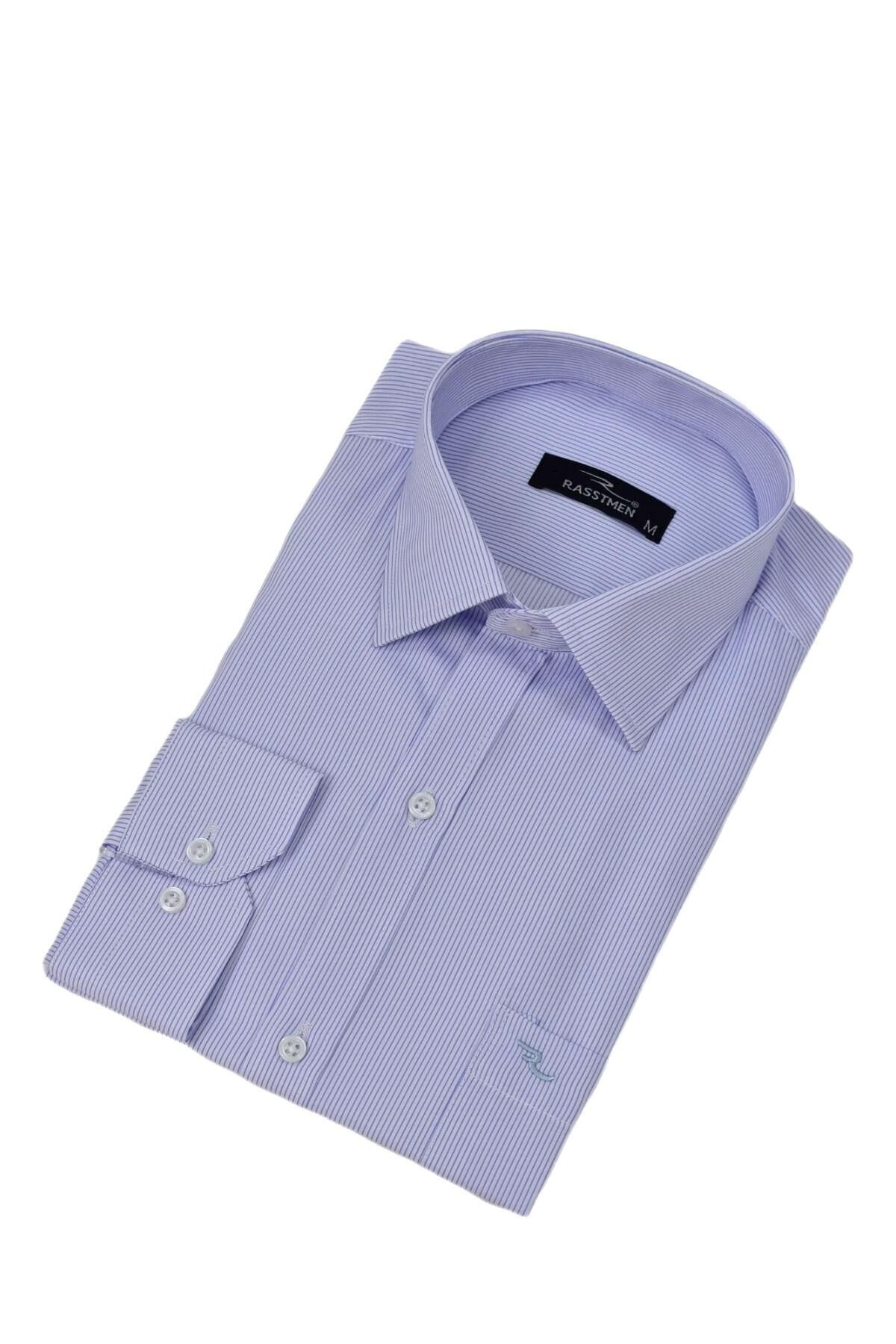 Erkek Çizgili Klasik Tek Cepli Uzun Kol Gömlek BGL-ST04553