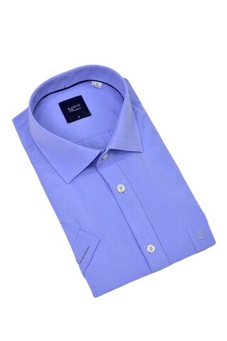 Erkek Klasik Armürlü Kısa Kol Gömlek 9402 BGL-ST04575 MAVİ - L