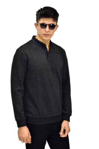 Erkek Polo Yaka Sweatshirt R2253 BGL-ST03200 SİYAH - M