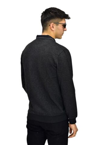Erkek Polo Yaka Sweatshirt R2253 BGL-ST03200 SİYAH - M