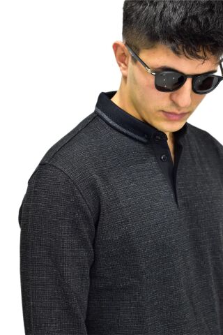 Erkek Polo Yaka Sweatshirt R2253 BGL-ST03200 SİYAH - M