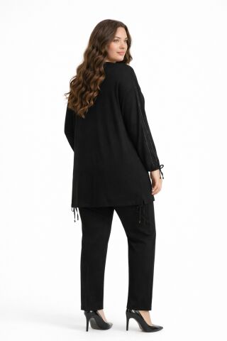 Kadın Taşlı Tunik Pantolon Takım  BGL-ST05429 SİYAH - XL