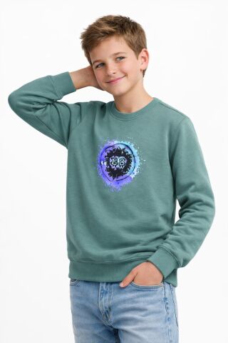 Erkek Çocuk Ön Arka Baskılı Sweatshirt BGL-ST05230 ELMA - 15 YAŞ