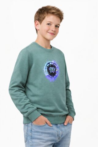 Erkek Çocuk Ön Arka Baskılı Sweatshirt BGL-ST05230 ELMA - 15 YAŞ