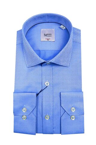 Erkek Slim Fit Desenli Gömlek 2046 002046 MAVİ - XS