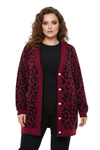 Kadın Leopar Desen Hırka 101002 BGL-ST04079