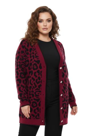 Kadın Leopar Desen Hırka 101002 BGL-ST04079