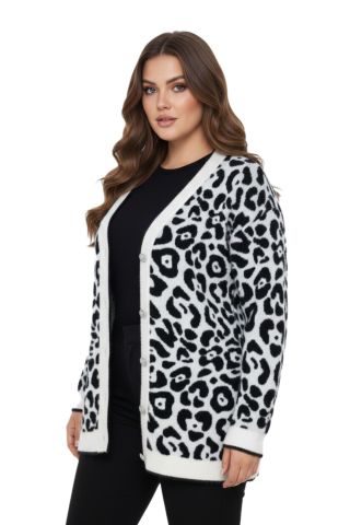 Kadın Leopar Desen Hırka 101002 BGL-ST04079