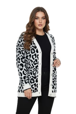 Kadın Leopar Desen Hırka 101002 BGL-ST04079