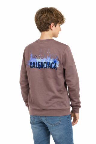 Erkek Çocuk Ön Arka Baskılı Sweatshirt BGL-ST05230 VİZON - 13 YAŞ