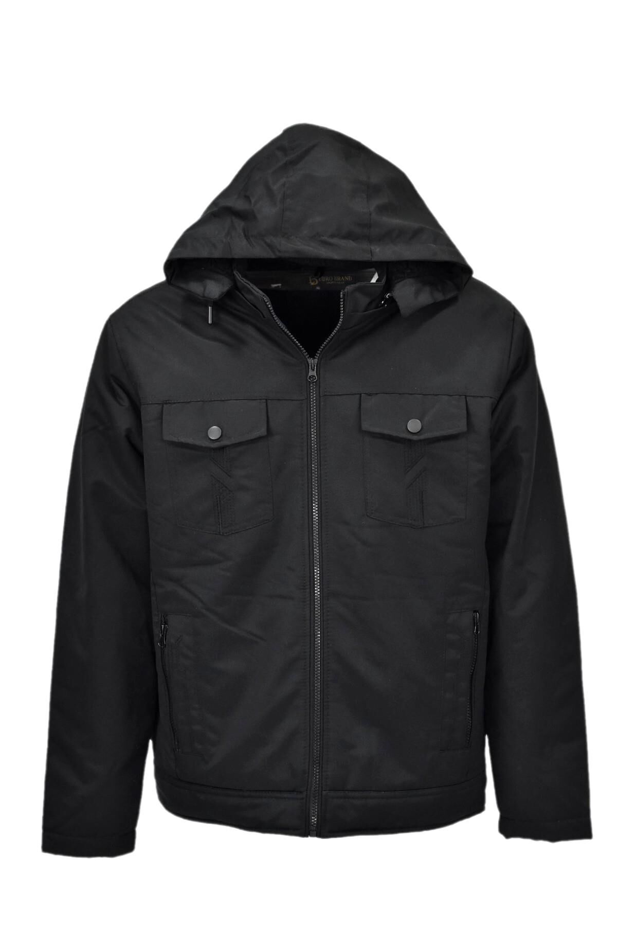 Erkek Spor Kapüşonlu Mont BGL-ST03938 SİYAH - XL