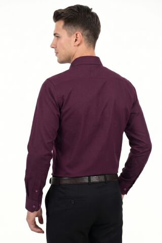 Erkek Büyük Beden Klasik Tek Cepli Uzun Kol Gömlek 3401 BGL-ST05530 BORDO - 6XL