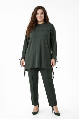 Kadın Taşlı Tunik Pantolon Takım  BGL-ST05429 YEŞİL - XL