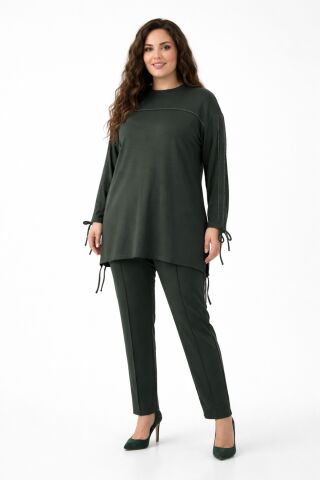 Kadın Taşlı Tunik Pantolon Takım  BGL-ST05429 YEŞİL - XL