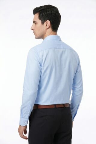 Erkek Büyük Beden Klasik Tek Cepli Uzun Kol Gömlek 3401 BGL-ST05530 BUZ.MAVİ - 5XL