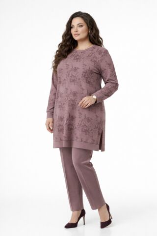 Kadın Gölge Desen Tunik Pantolon Takım  BGL-ST05431