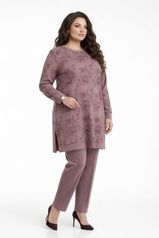 Kadın Gölge Desen Tunik Pantolon Takım  BGL-ST05431