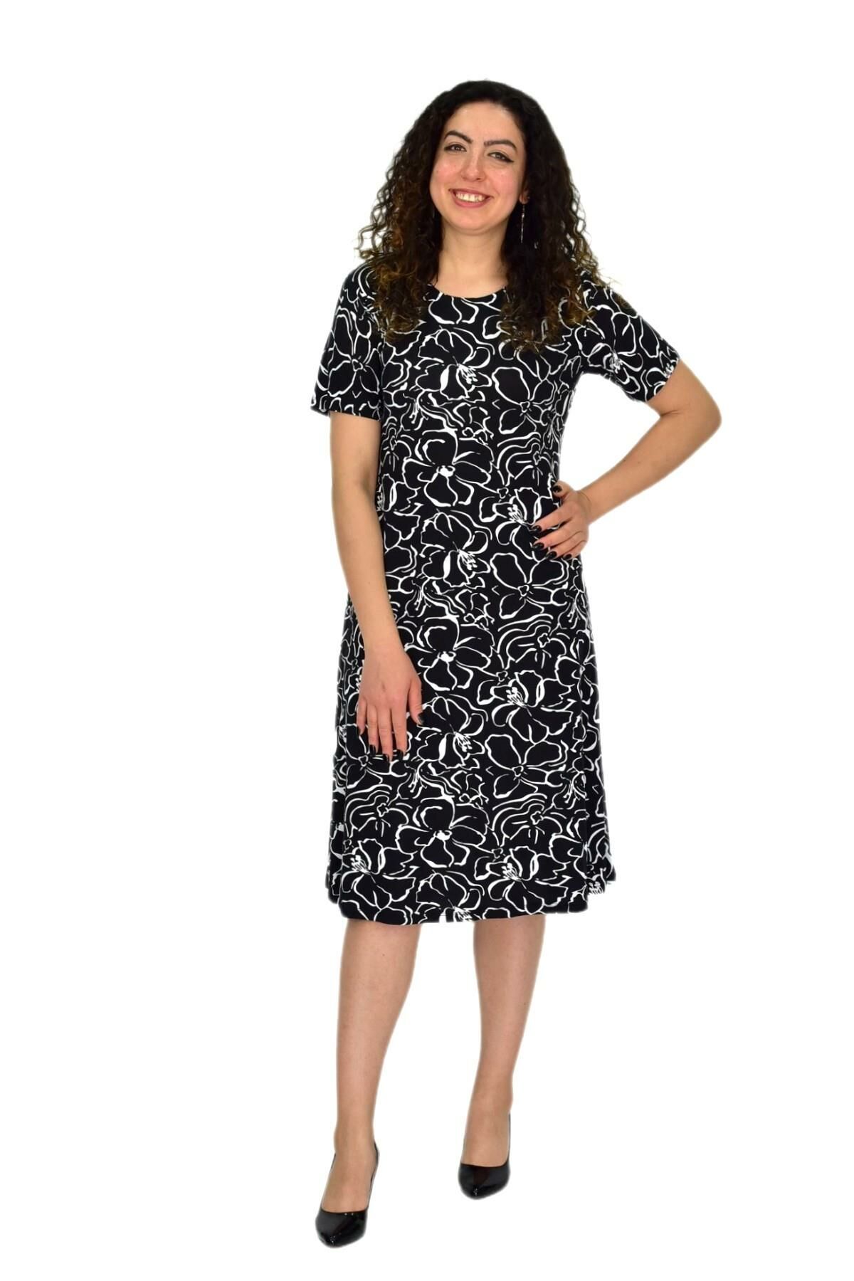 Kadın Kısa Kol Likralı Viskon Elbise BGL-ST04671