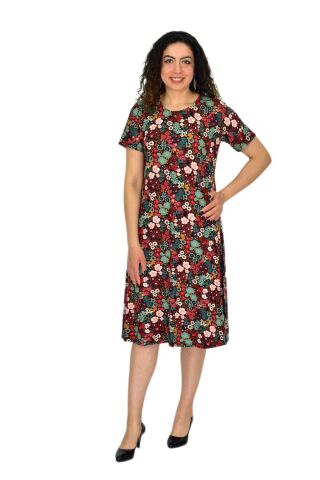 Kadın Kısa Kol Likralı Viskon Elbise BGL-ST04671 KİREMİT - XL