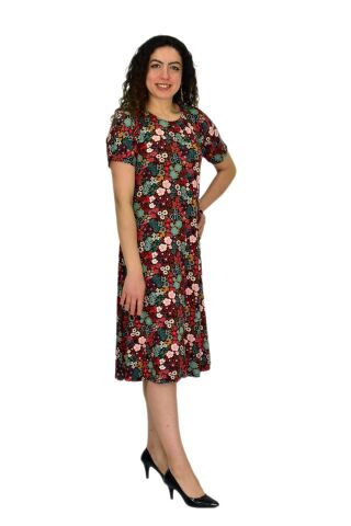 Kadın Kısa Kol Likralı Viskon Elbise BGL-ST04671 KİREMİT - XL