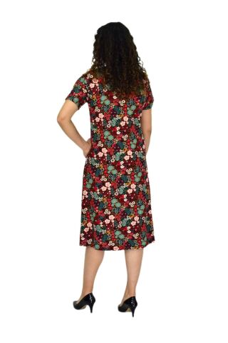 Kadın Kısa Kol Likralı Viskon Elbise BGL-ST04671 KİREMİT - XL