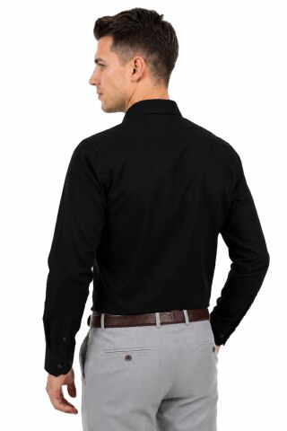 Erkek Büyük Beden Klasik Tek Cepli Uzun Kol Gömlek 3401 BGL-ST05530 SİYAH - 4XL