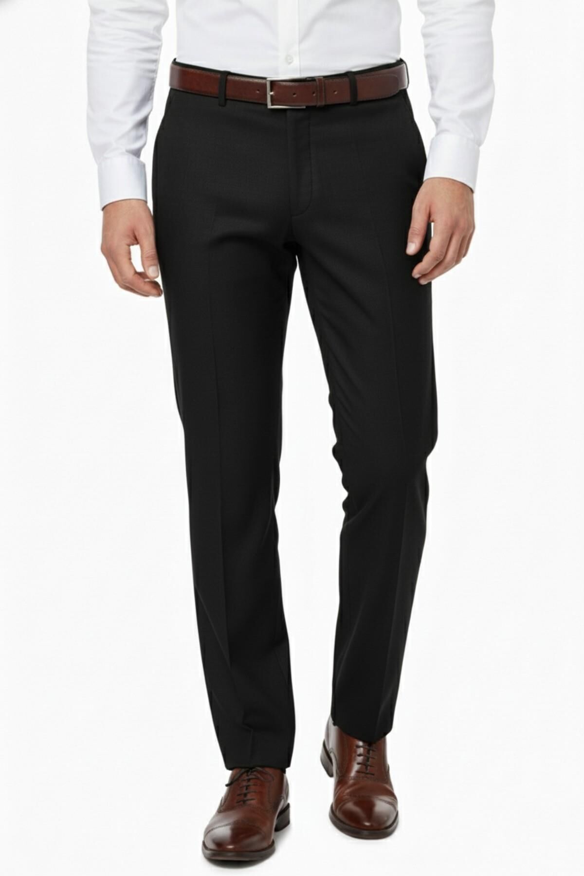 Erkek Regular Fit Klasik Pilesiz Kanvas Pantolon P1142 BGL-ST04795 SİYAH - 48