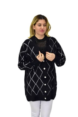 Kadın Triko Düğmeli Baklava Desen Hırka 5100 BGL-ST04068