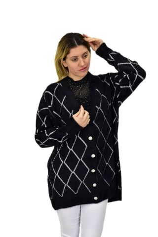 Kadın Triko Düğmeli Baklava Desen Hırka 5100 BGL-ST04068