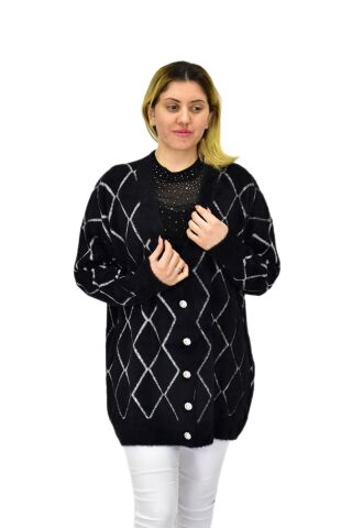 Kadın Triko Düğmeli Baklava Desen Hırka 5100 BGL-ST04068