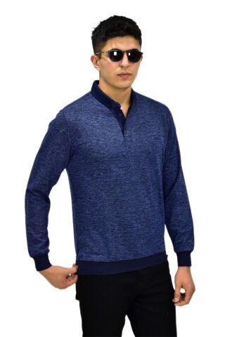 Erkek Polo Yaka Sweatshirt R2255 BGL-ST03201 İNDİGO - M