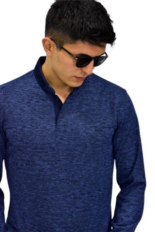 Erkek Polo Yaka Sweatshirt R2255 BGL-ST03201 İNDİGO - M