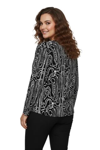 Kadın V Yaka Modelli Baskılı Bluz BGL-ST05105 SİYAH - XL