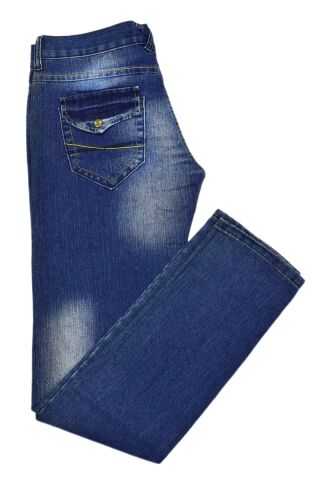 Kadın Cep Kapaklı Jean Pantolon SFF-0197 MAVİ - 32