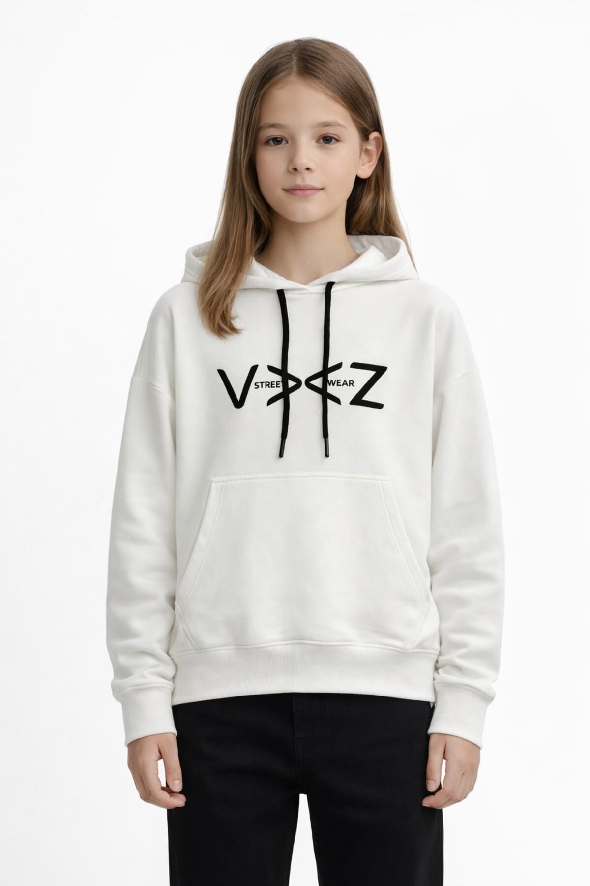 Kız Çocuk Kapüşonlu Sweatshirt BGL-ST05274 EKRU - 16 YAŞ