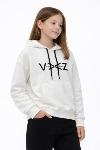 Kız Çocuk Kapüşonlu Sweatshirt BGL-ST05274 EKRU - 16 YAŞ