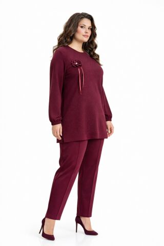 Kadın Simli Tunik Pantolon Takım  BGL-ST05428 BORDO - L