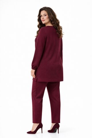 Kadın Simli Tunik Pantolon Takım  BGL-ST05428 BORDO - L