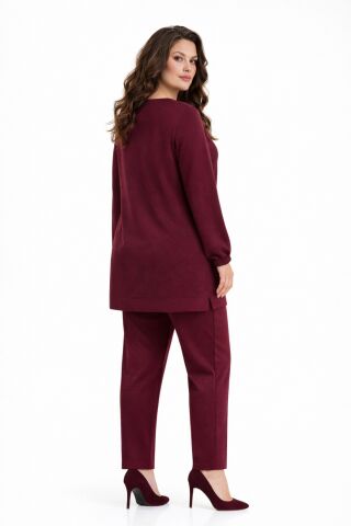 Kadın Simli Tunik Pantolon Takım  BGL-ST05428 BORDO - L