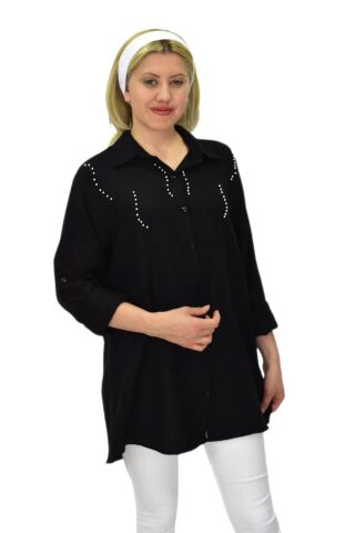 Kadın Taşlı Ayrobin Gömlek BGL-ST03701 TURUNCU - 48