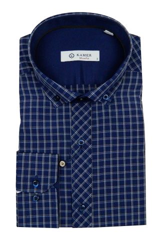 Erkek Slim Fit Gömlek Ekose 9451 009451